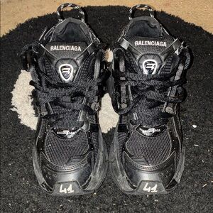 Balenciaga Black Textured Sneakers